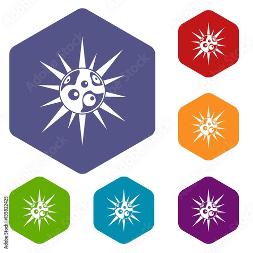 Round cell virus icons set