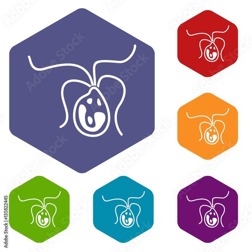 Bacterial cell icons set
