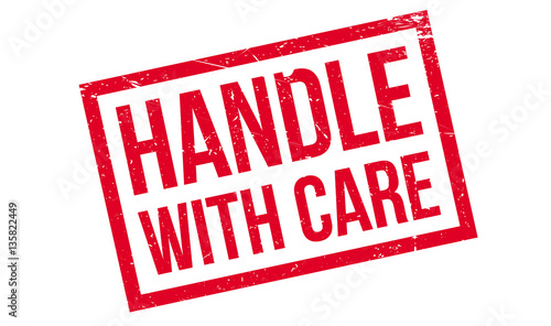 Handle With Care rubber stamp. Grunge design with dust scratches. Effects can be easily removed for a clean, crisp look. Color is easily changed.