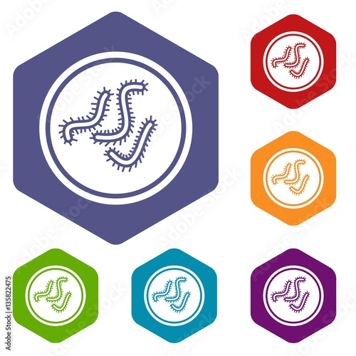 Lot of bacteria icons set