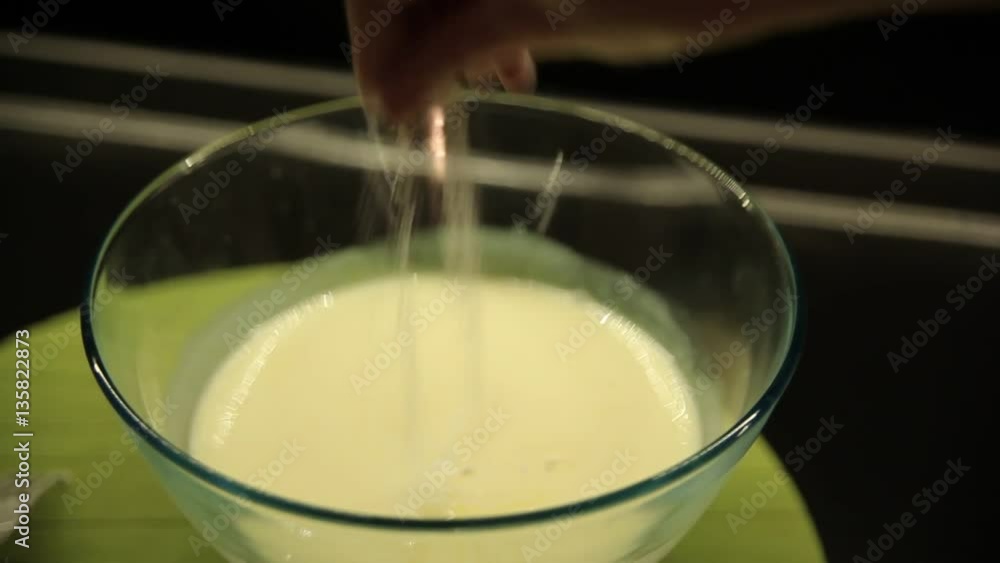 Plate with the solution for pancakes, close-up Plate with the solution for pancakes, close-up