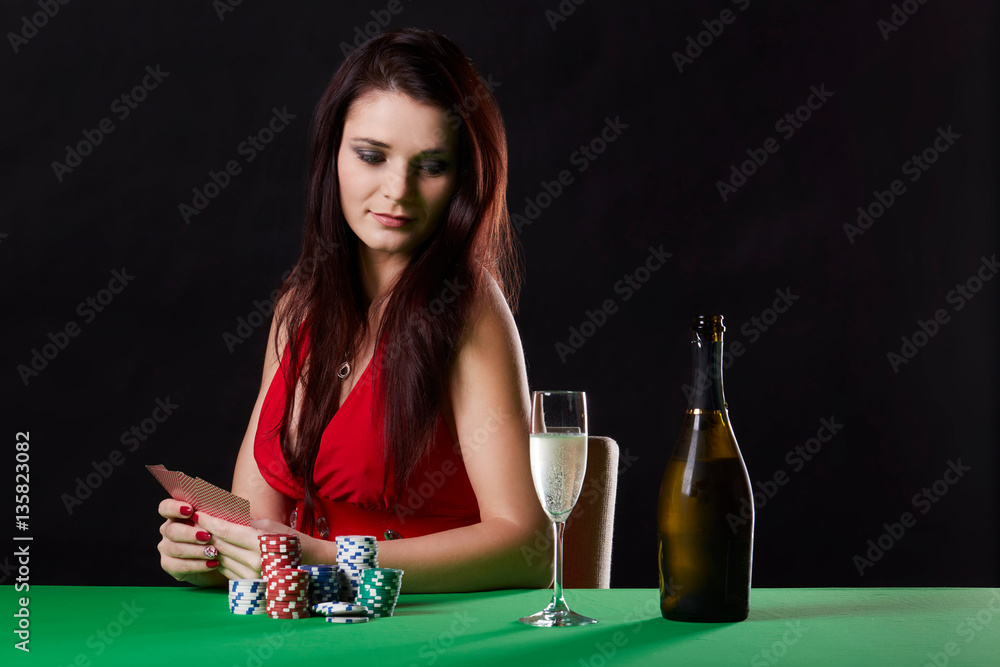 Very beautiful woman playing texas hold'em poker Very beautiful woman playing texas hold'em poker