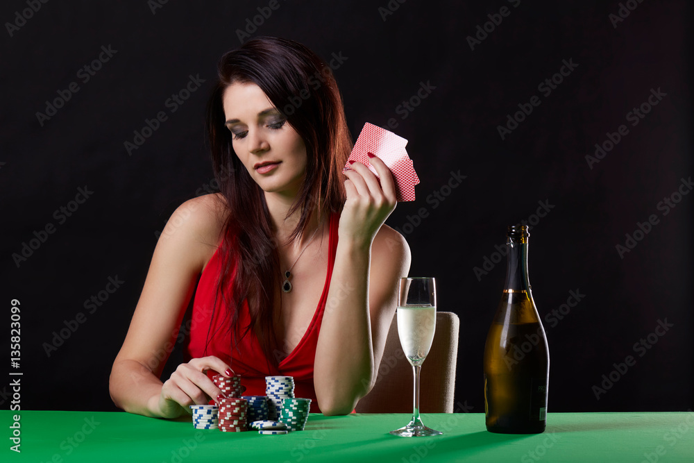 Very beautiful woman playing texas hold'em poker Very beautiful woman playing texas hold'em poker