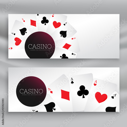 set of casino banners with playing cards