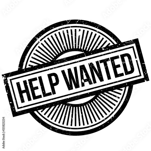 Help Wanted rubber stamp. Grunge design with dust scratches. Effects can be easily removed for a clean, crisp look. Color is easily changed.
