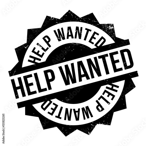 Help Wanted rubber stamp. Grunge design with dust scratches. Effects can be easily removed for a clean, crisp look. Color is easily changed.