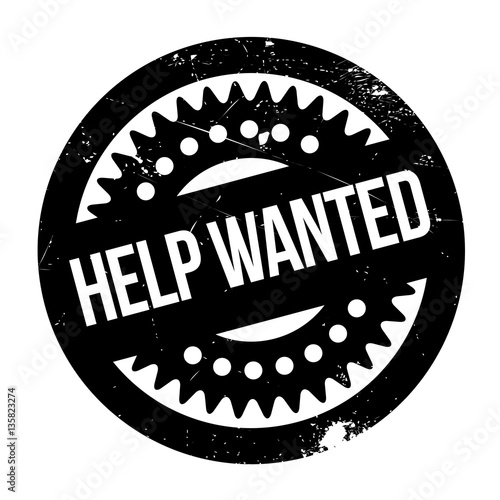 Help Wanted rubber stamp. Grunge design with dust scratches. Effects can be easily removed for a clean, crisp look. Color is easily changed.
