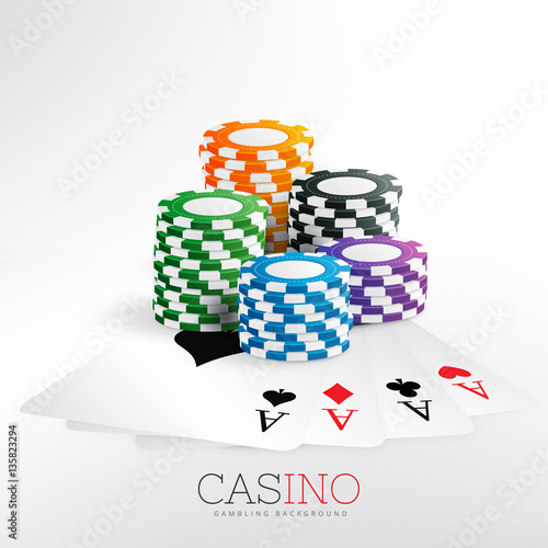 casino gaming chips with playing cards