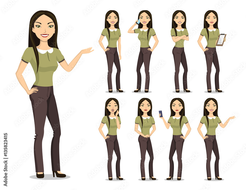 Fototapeta premium Vector image of a young woman character.