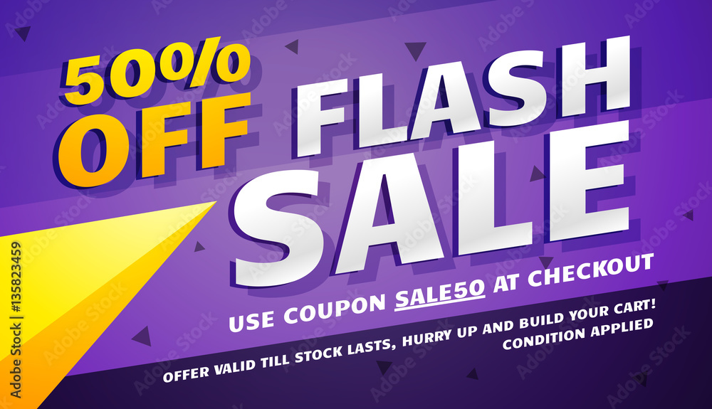 modern sale voucher in purple and yellow color theme