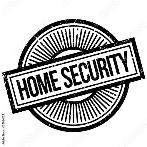 Home Security rubber stamp. Grunge design with dust scratches. Effects can be easily removed for a clean, crisp look. Color is easily changed.