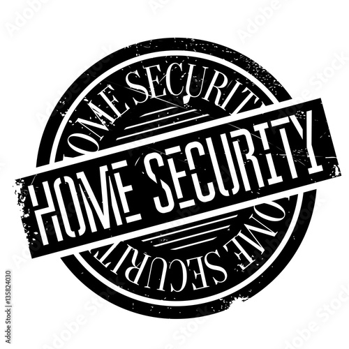 Home Security rubber stamp. Grunge design with dust scratches. Effects can be easily removed for a clean, crisp look. Color is easily changed.