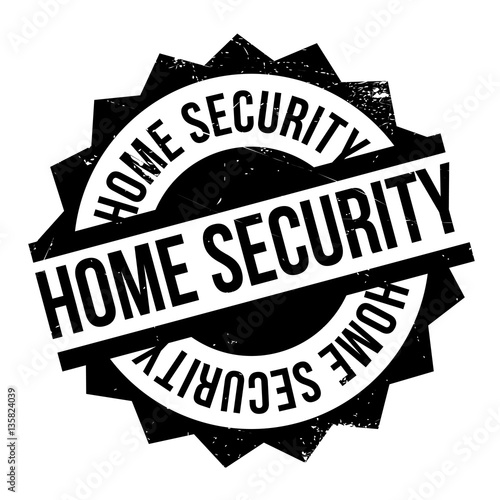 Home Security rubber stamp. Grunge design with dust scratches. Effects can be easily removed for a clean, crisp look. Color is easily changed.