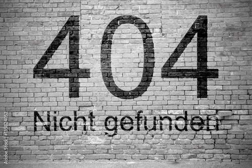 404 Error Toter Link (Nicht gefunden) Graffiti Ziegelsteinmauer photo