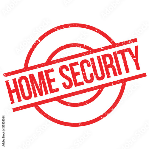 Home Security rubber stamp. Grunge design with dust scratches. Effects can be easily removed for a clean, crisp look. Color is easily changed.