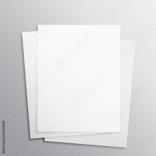 stack of three empty papers mockup template photo