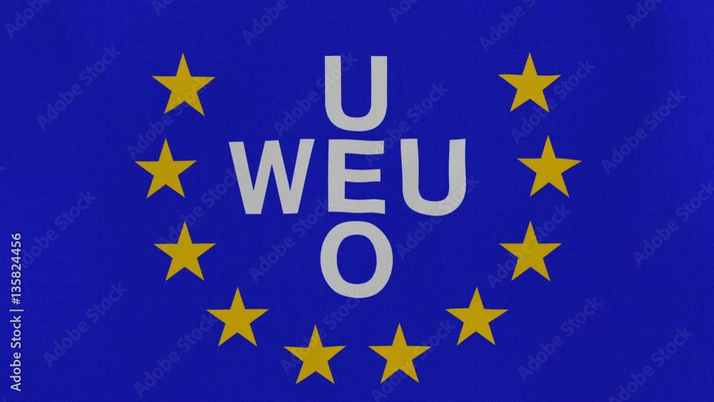 Loopable: Western European Union flag waving in the wind...Highly detailed fabric texture for 4K resolution. 15 seconds loop. Loopable: Western European Union flag waving in the wind...Highly detailed fabric texture for 4K resolution. 15 seconds loop.