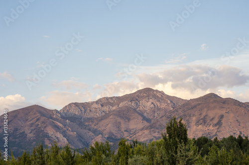 Western Tian Shan mountains in Ugam-Chatkal National Park view from Charvak Reservoir, Uzbekistan