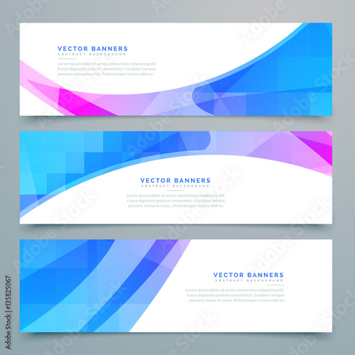 abstract wavy banners and headers set