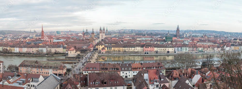 Panoramic view of the german city of Wuerzburg in Bavaria
