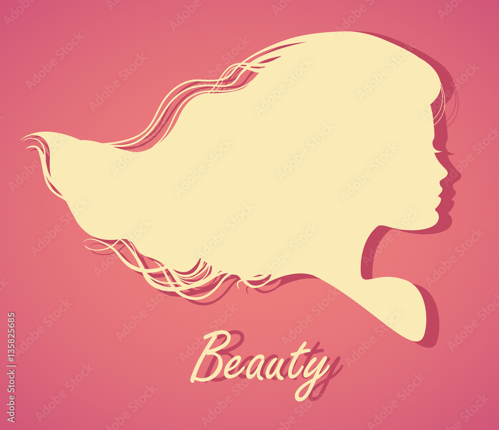 Silhouette head with hair.Vector illustration of woman beauty sa Silhouette head with hair.Vector illustration of woman beauty sa
