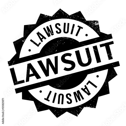 Lawsuit rubber stamp. Grunge design with dust scratches. Effects can be easily removed for a clean, crisp look. Color is easily changed.