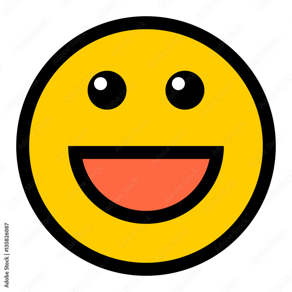 Happy Smiley Smiling Face Flat Style