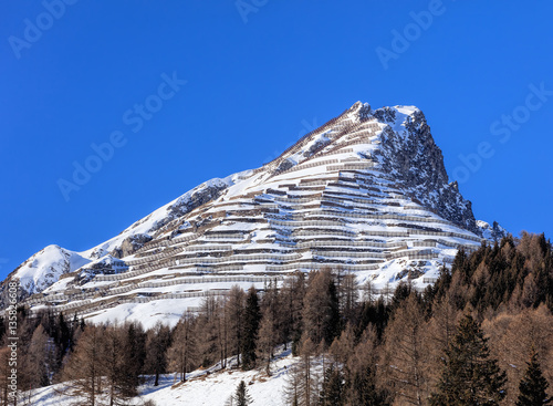 Summit of Schiahorn mountain as seen from the town of Davos in the Swiss canton of Grabunden photo