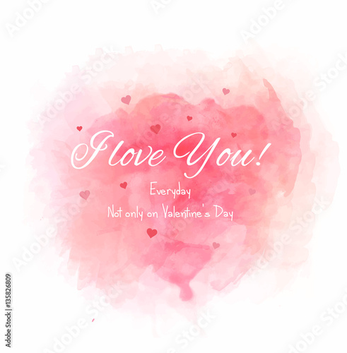 Beautiful card for Valentine's day with watercolor splash vector