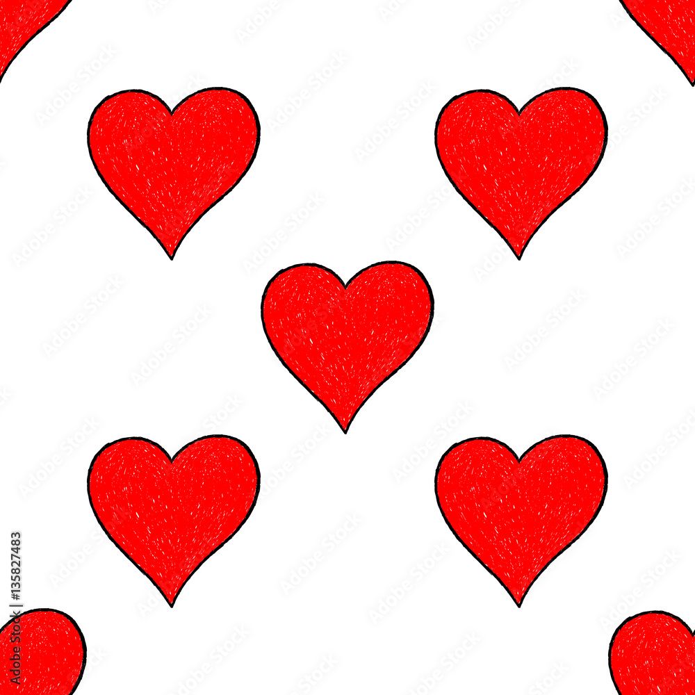 Seamless Pattern Red Heart