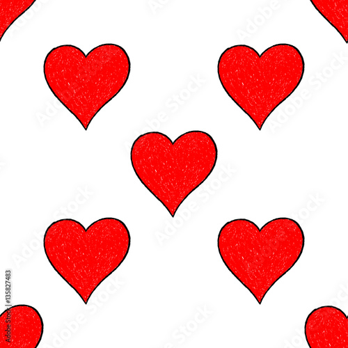 Seamless Pattern Red Heart