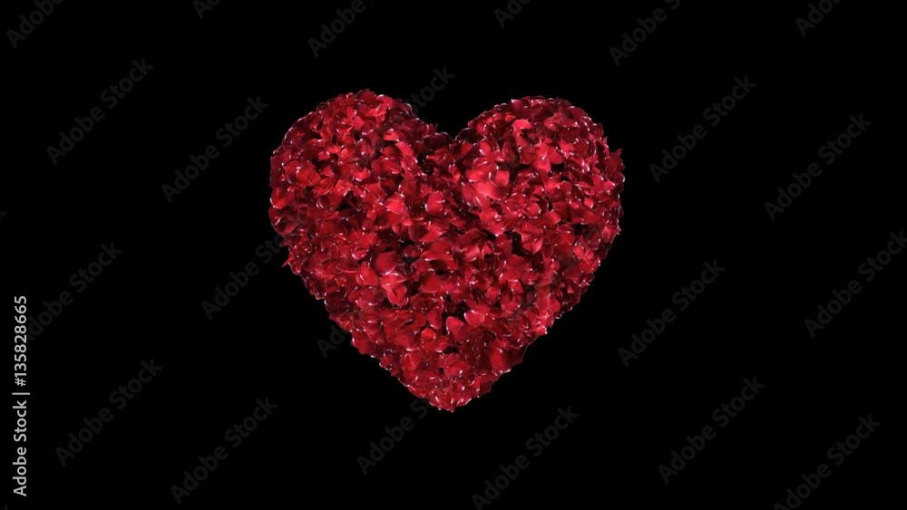 Animation heart of red rose petals Animation heart of red rose petals