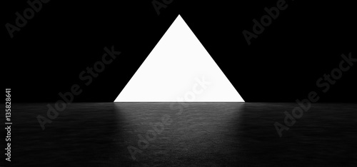 Glowing pyramid on dark background