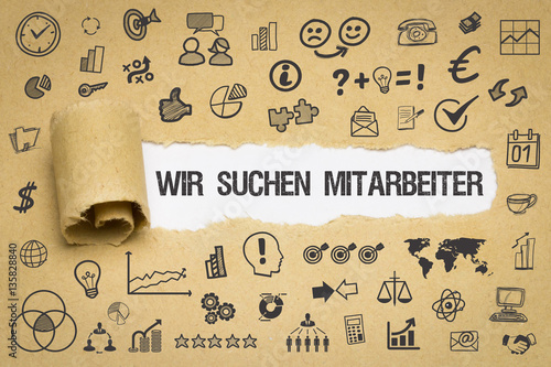 Wir suchen Mitarbeiter / Papier mit Symbole