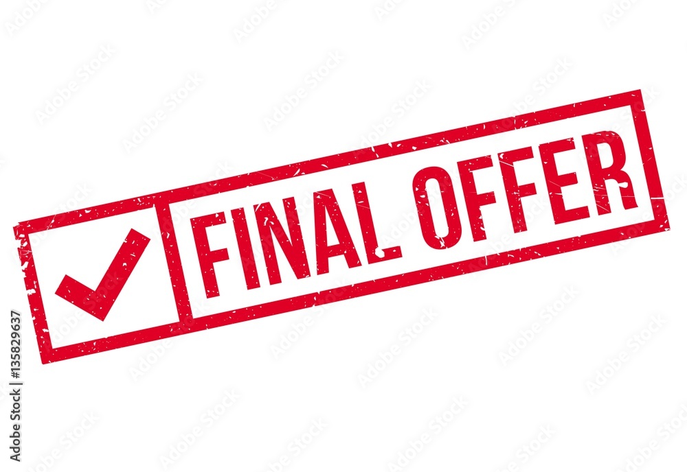 Final Offer rubber stamp. Grunge design with dust scratches. Effects can be easily removed for a clean, crisp look. Color is easily changed.
