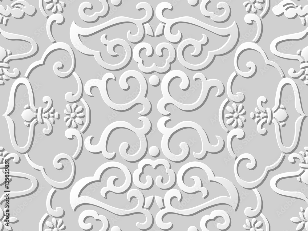 3D paper art pattern cross spiral frame flower