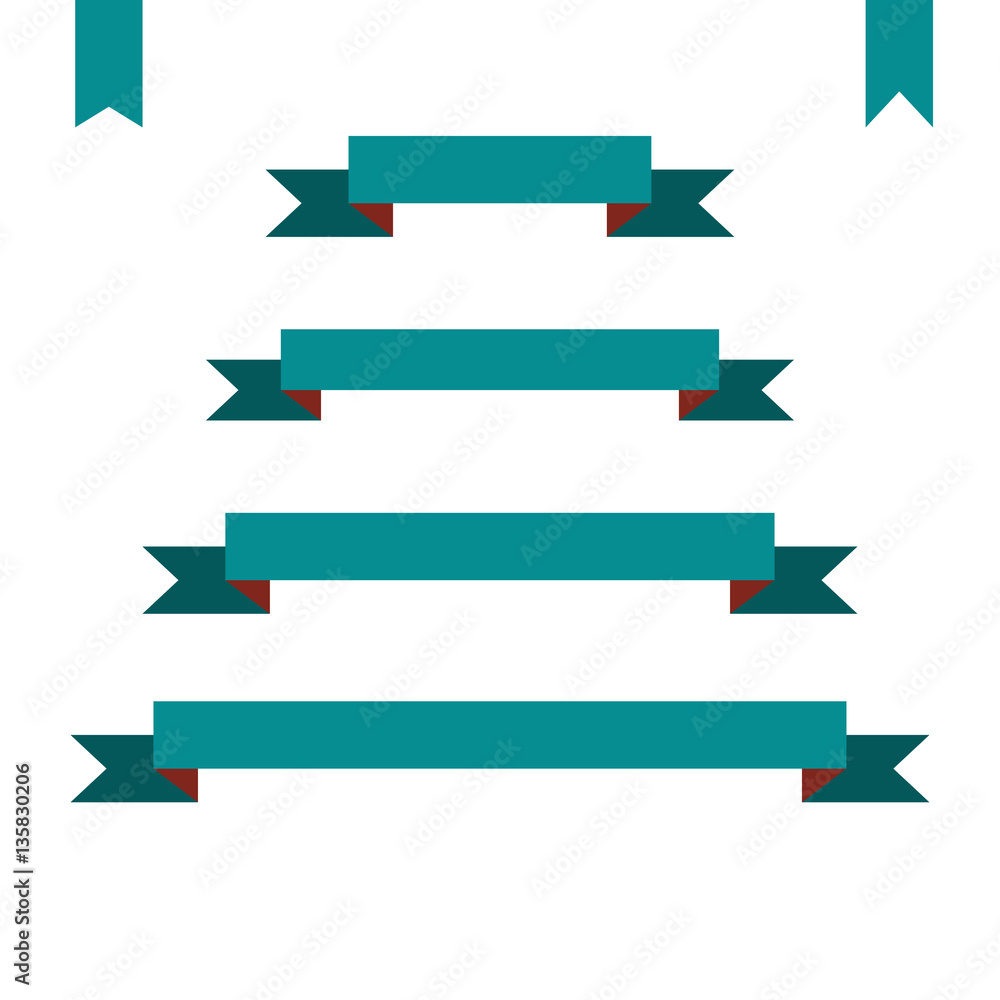 green flat ribbon banners set. Design retro vector illustration green flat ribbon banners set. Design retro vector illustration