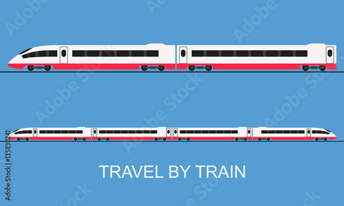 Train in flat style. Vector illustration of modern high-speed train.
