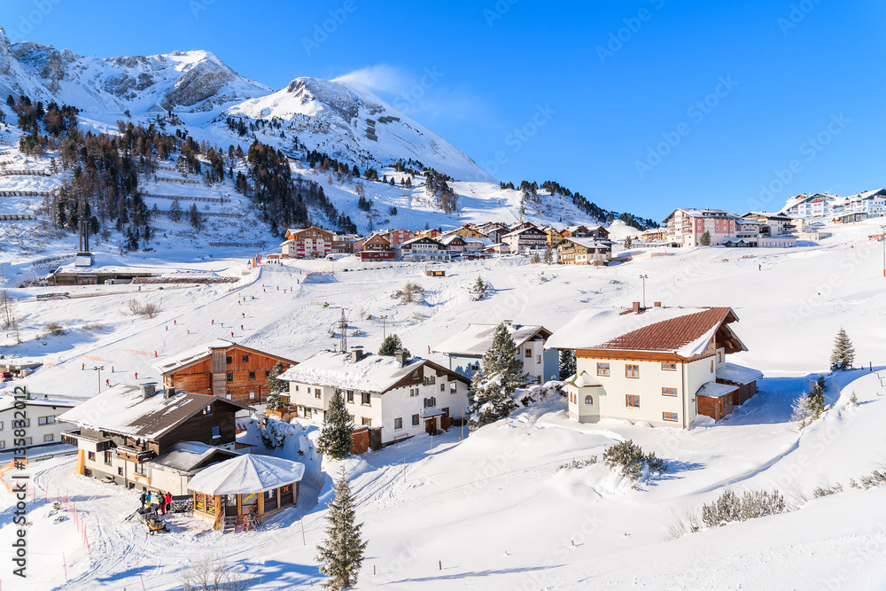 View of Obertauern mountain village in winter scenery, Austria