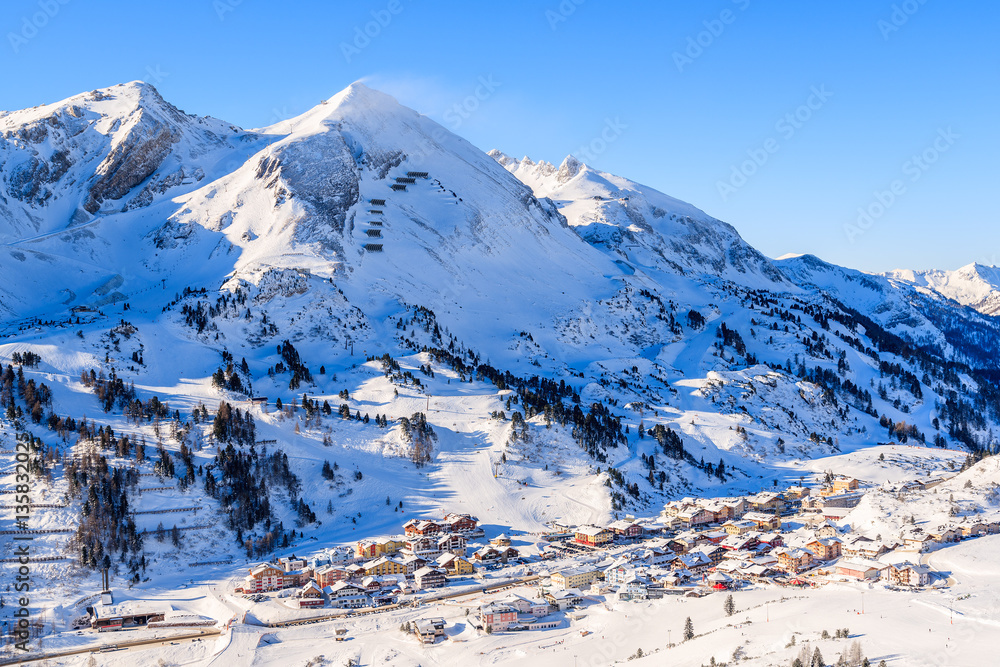 View of Obertauern mountain village in winter season, Austria