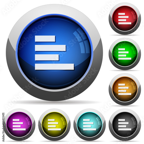 Text align left round glossy buttons