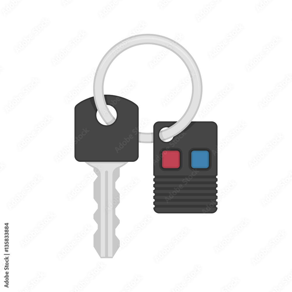 Vector car key and key chain. Vector car key and key chain.