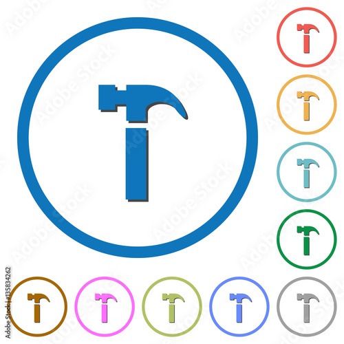 Hammer icons with shadows and outlines