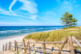 Entrance to sandy Bialogora beach, Baltic Sea, Poland