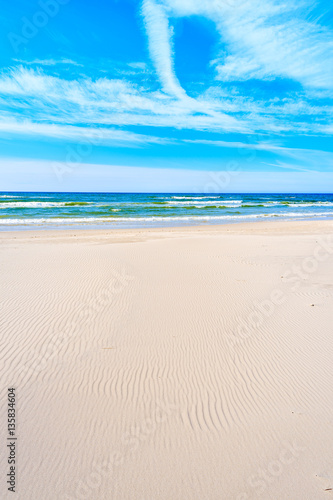 White sand and beautiful sea on Debki beach, Baltic Sea, Poland
