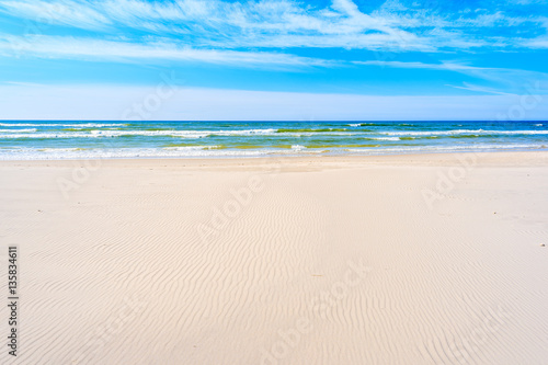White sand and beautiful sea on Debki beach, Baltic Sea, Poland