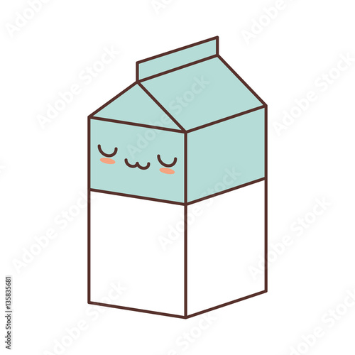 kawaii box carton milk juice vector illustration eps 10