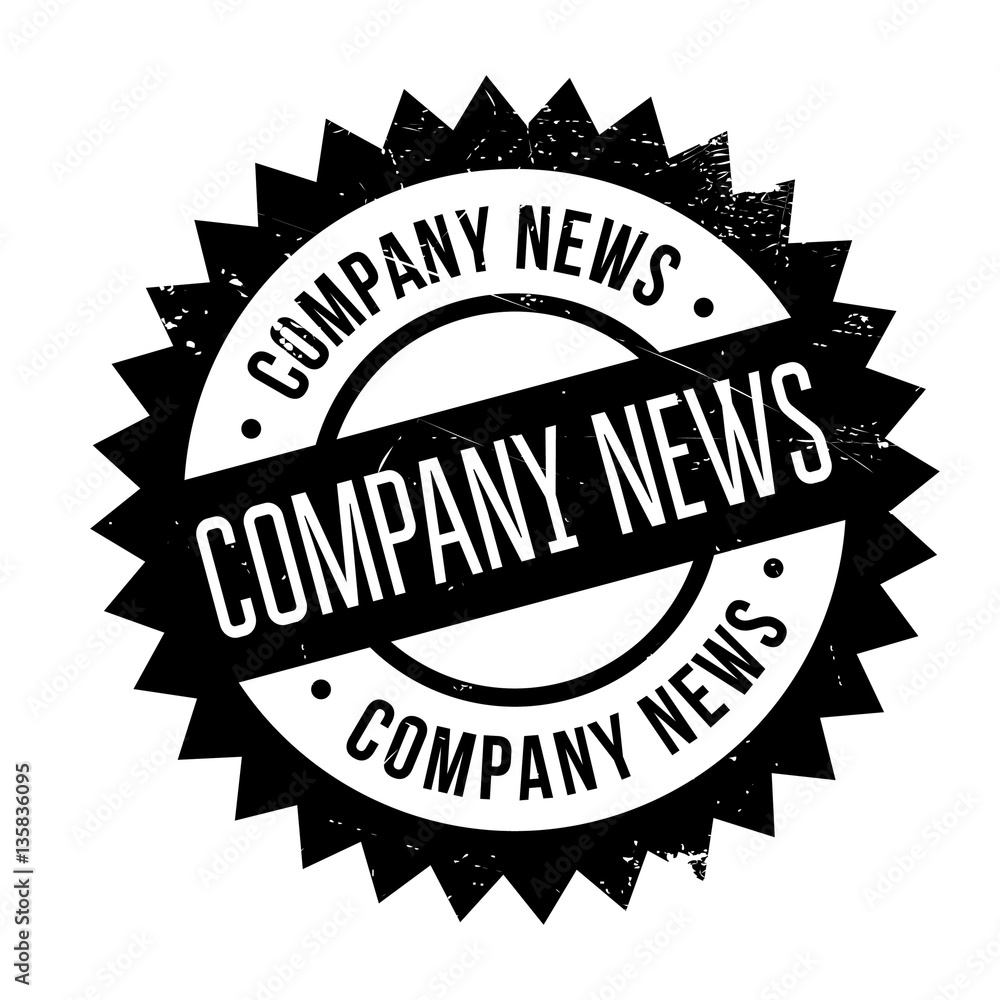 Company news stamp. Grunge design with dust scratches. Effects can be easily removed for a clean, crisp look. Color is easily changed.