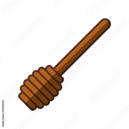 wooden dipper honey utensil vector illustration eps 10