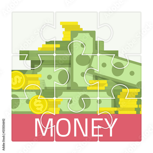 Vector puzzle with money picture.